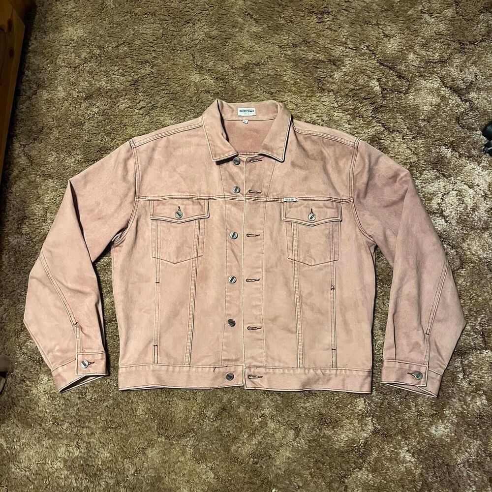 Vintage 90s Guess Jeans Rust Colored Denim Jean Jacket Large